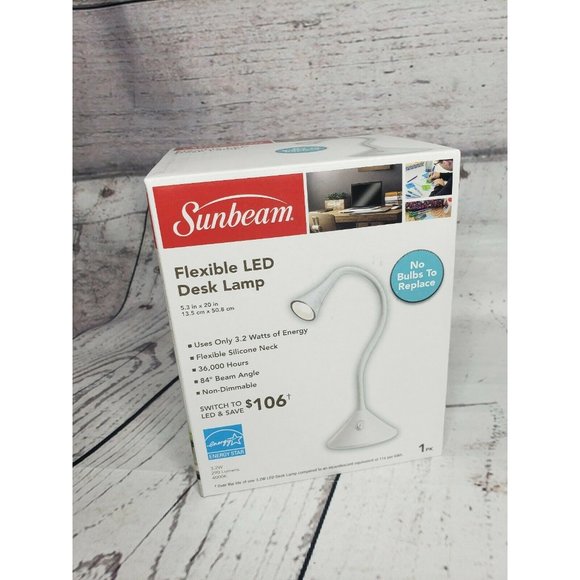 Lot Of 2 LED Gooseneck Desk Lamp Energy Star Beam Angle Sunbeam Light New - Picture 6 of 11